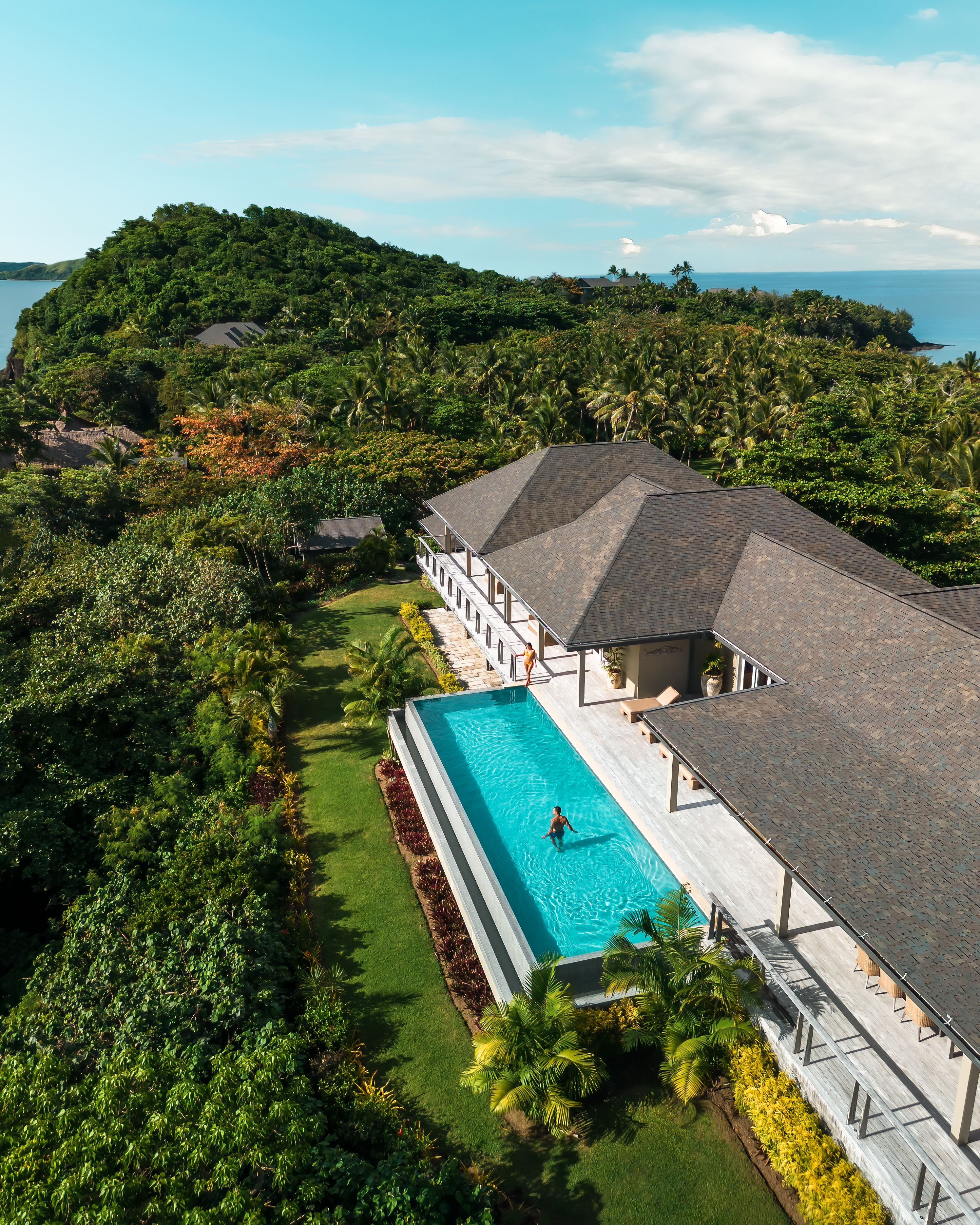 Kokomo Accommodation Residences Sunset Aerial Exterior Pool JA